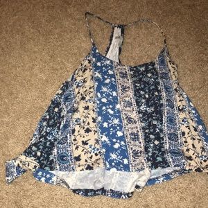 Blue/Cream Pattern Tank Top